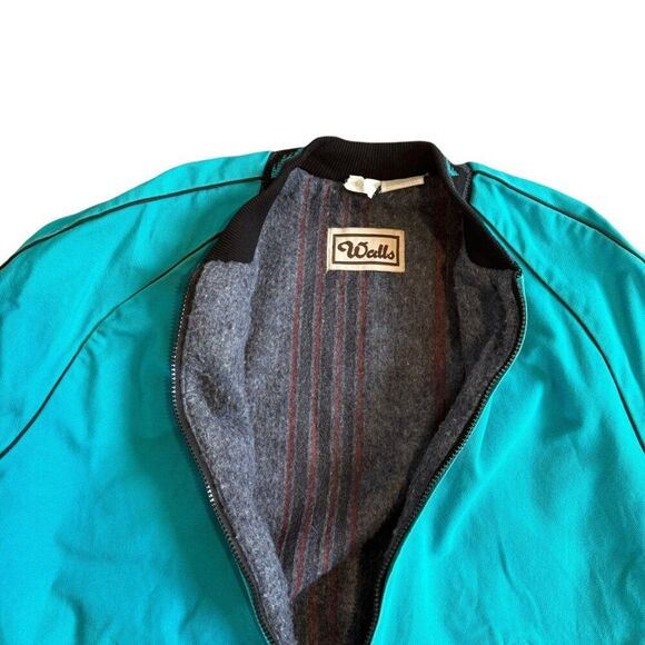 Vintage Walls Blanket Lined Jacket Mens Large Blue Aztec Collar Turquoise Blue - Picture 7 of 10